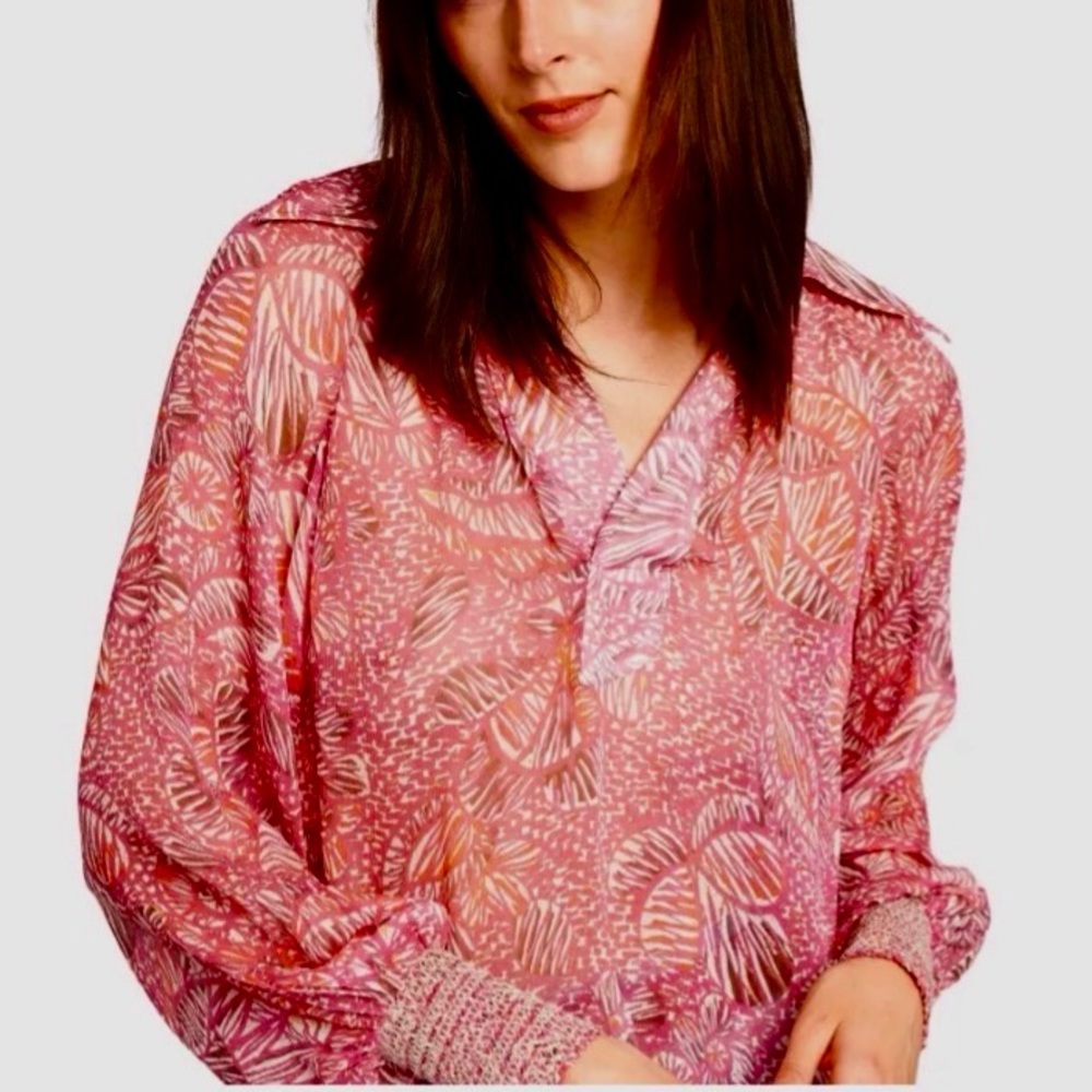 Gorgeous Joie Sheer Floral Tropical Women's Blouse Top